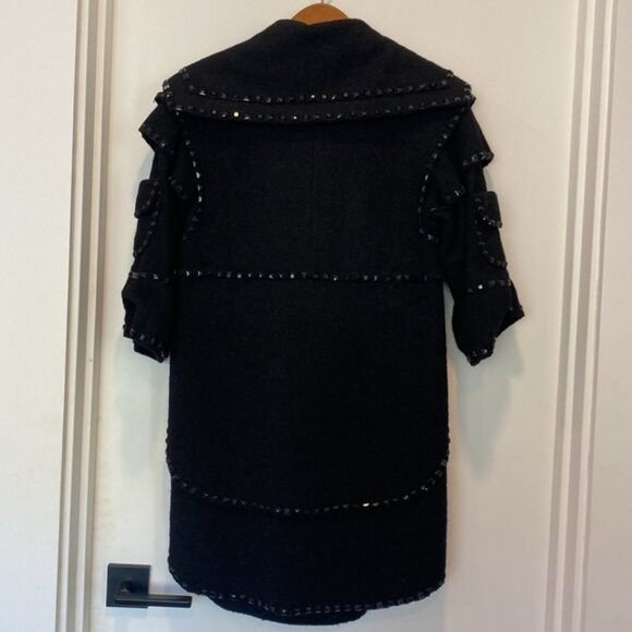 Fublin’ Foe wool blend black beaded trim coat - Picture 7 of 8